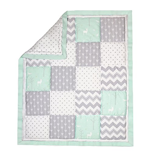 Algopix Similar Product 2 - Mint Green and Grey Woodland Patchwork