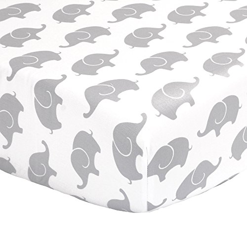 Algopix Similar Product 1 - Grey Elephant Fitted Crib Sheet  100