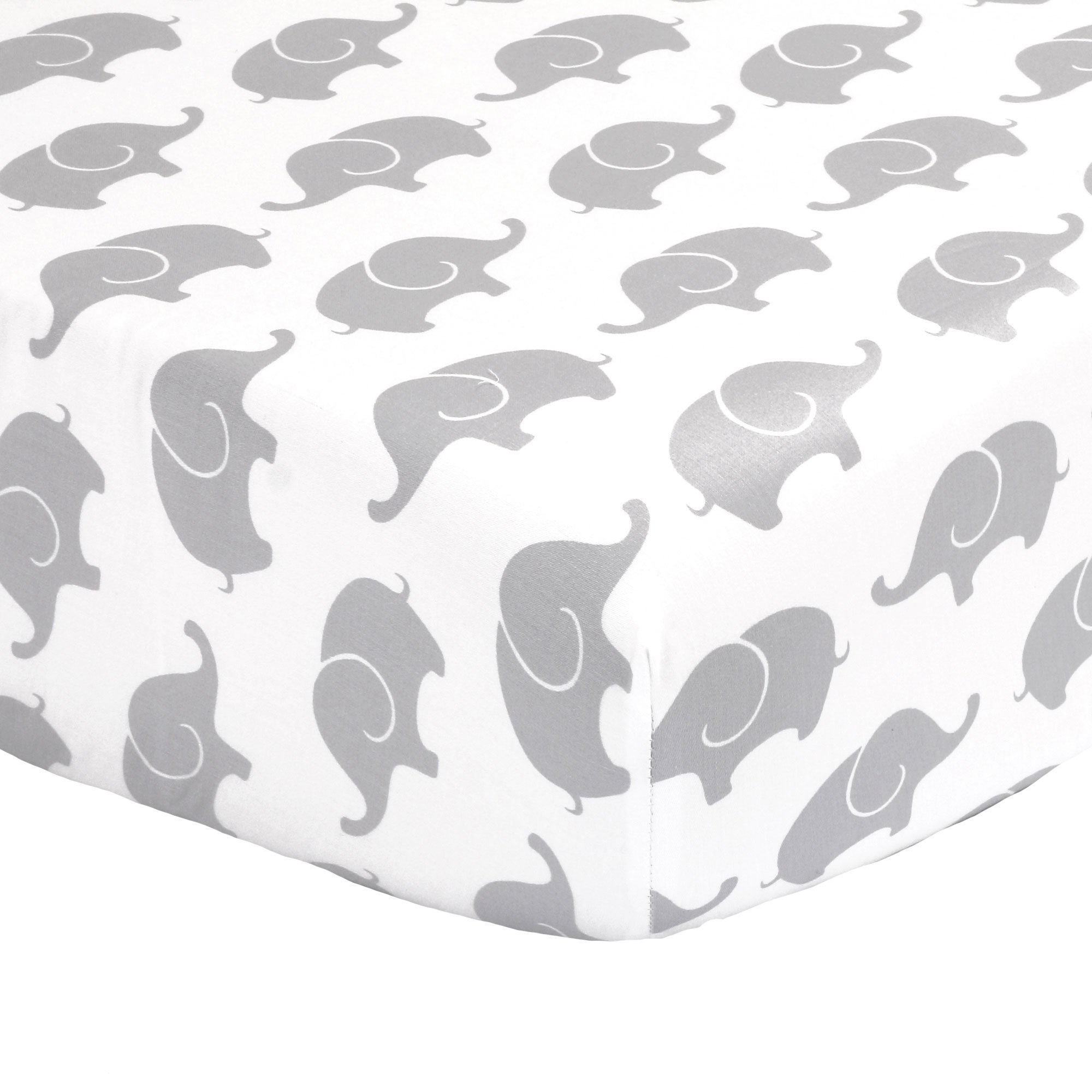 Algopix Similar Product 2 - Grey Elephant Fitted Crib Sheet 100