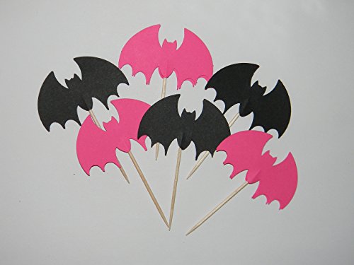 Algopix Similar Product 12 - Set of 24 Pink Bat cupcake toppers
