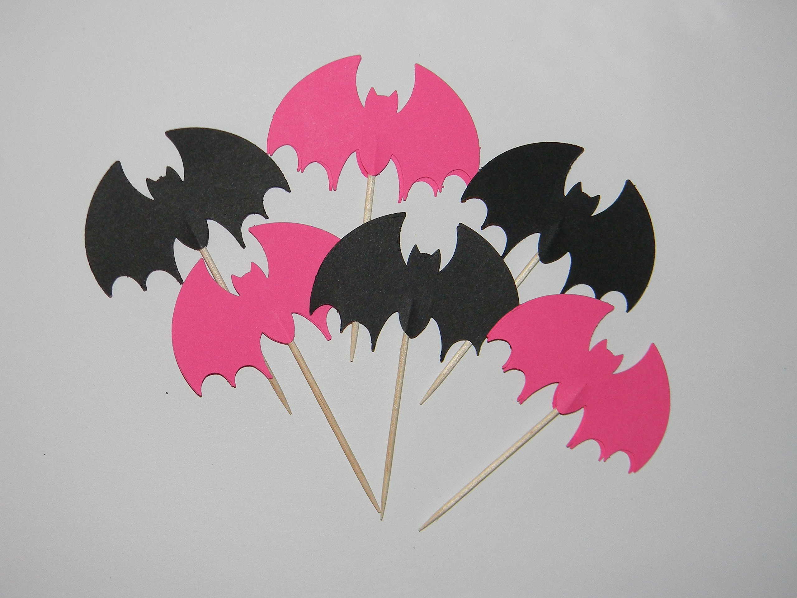Algopix Similar Product 20 - Set of 24 Pink Bat cupcake toppers