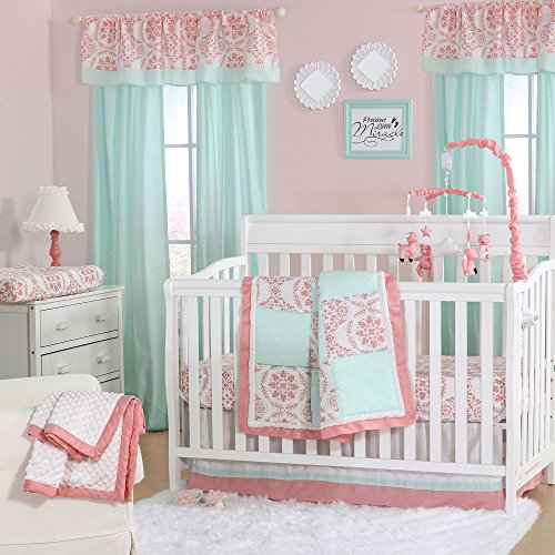 Algopix Similar Product 16 - Mint Green and Coral Patchwork 4 Piece