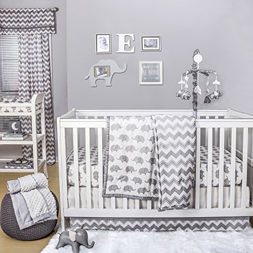 Algopix Similar Product 11 - Grey Elephant and Chevron 4 Piece Baby