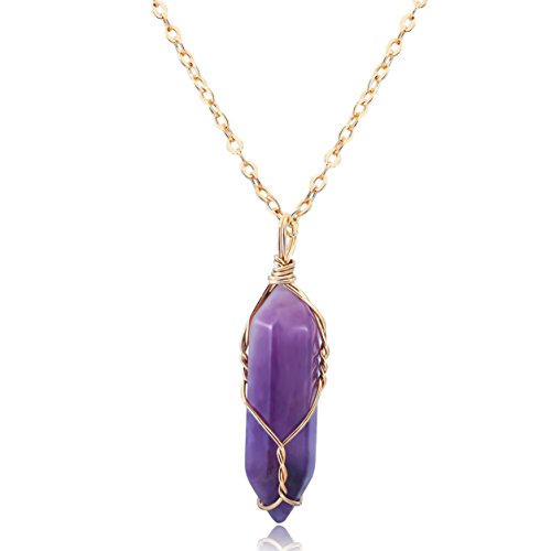 Algopix Similar Product 9 - Amethyst Healing Crystal Necklace for