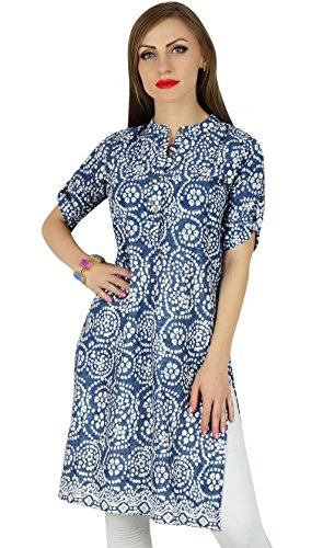 Algopix Similar Product 6 - Bimba Women Blue Cotton Tunic Ethinc
