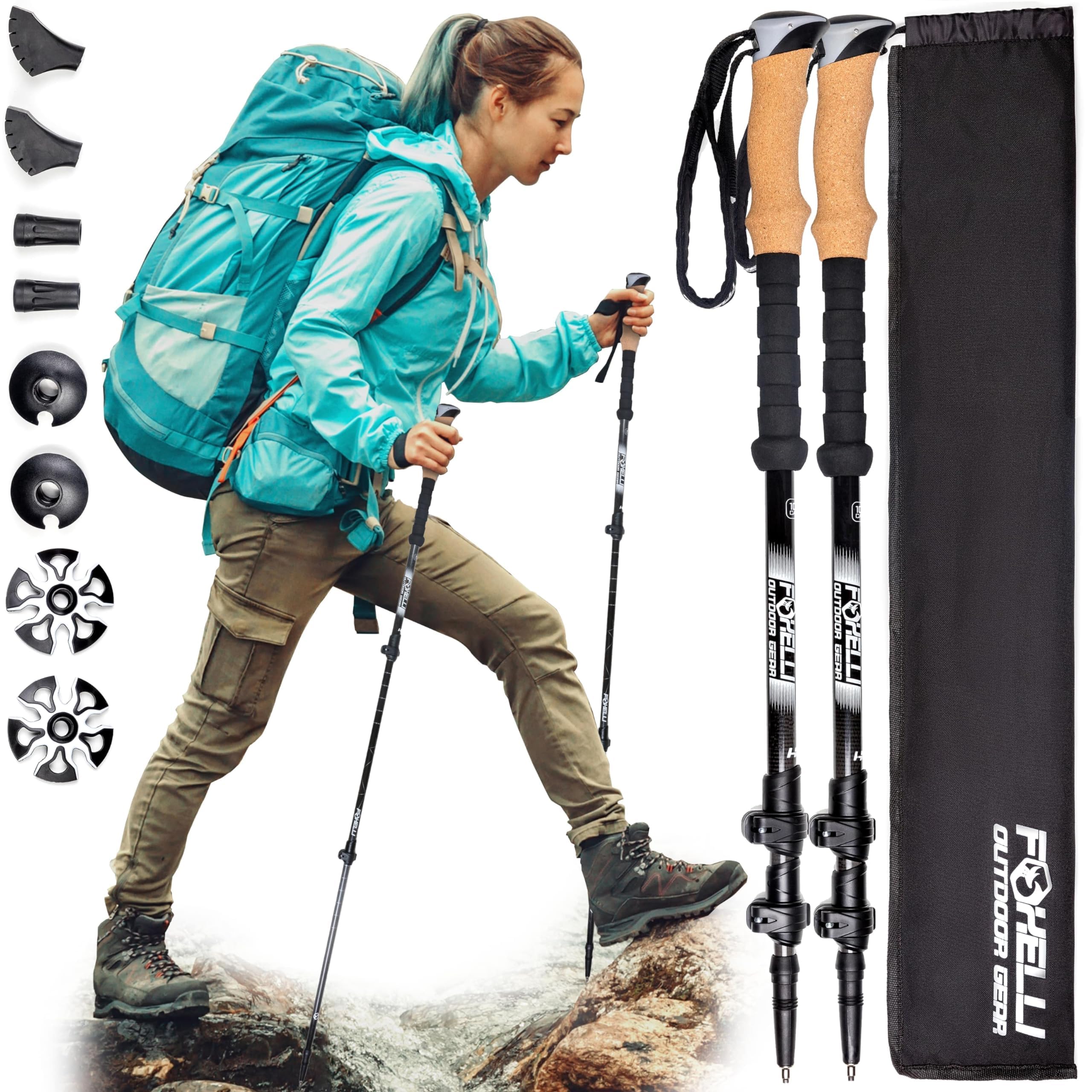 Algopix Similar Product 17 - Foxelli Carbon Fiber Trekking Poles