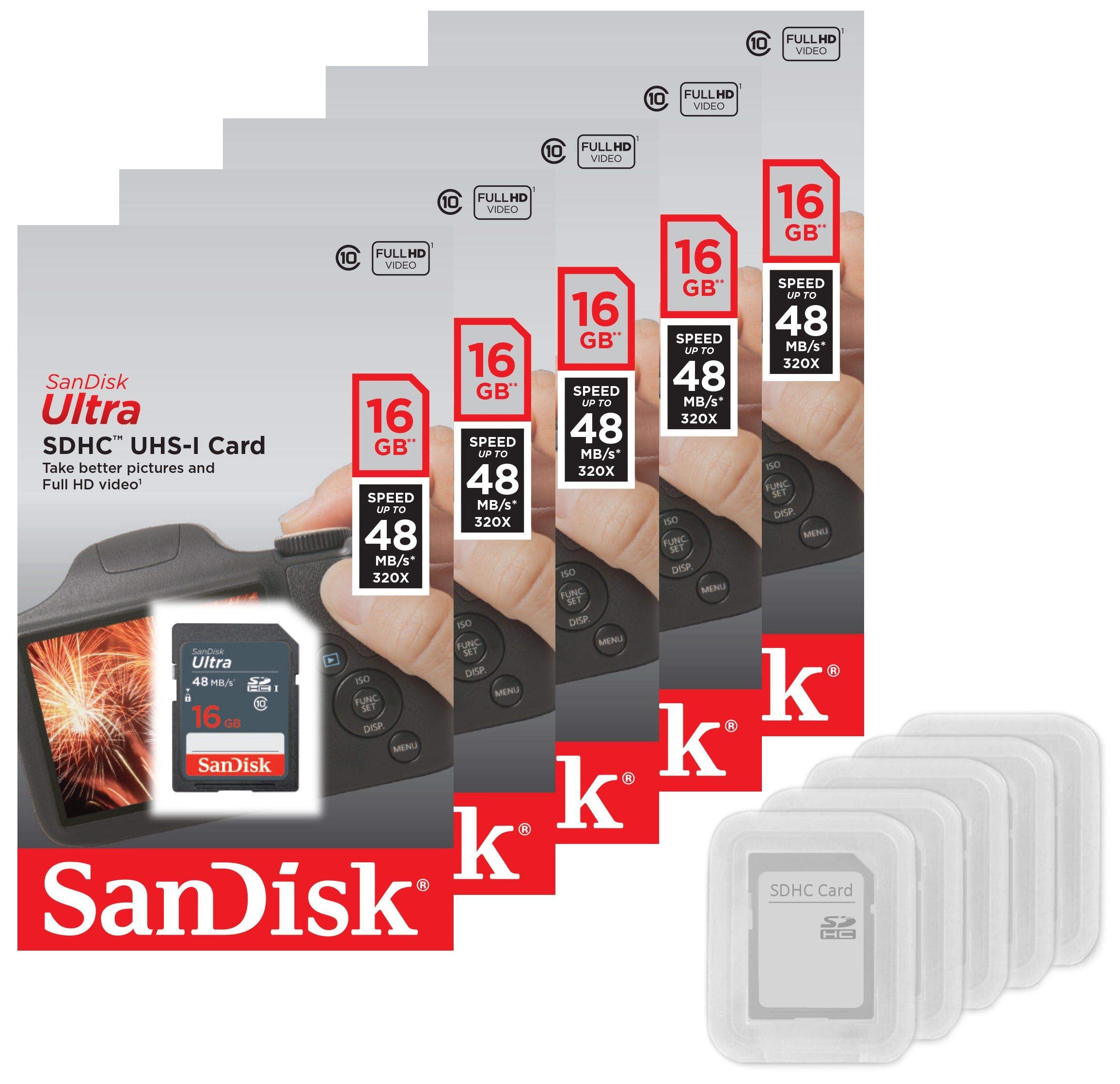 Algopix Similar Product 14 - SanDisk 5 Pack Ultra 16GB SD SDHC