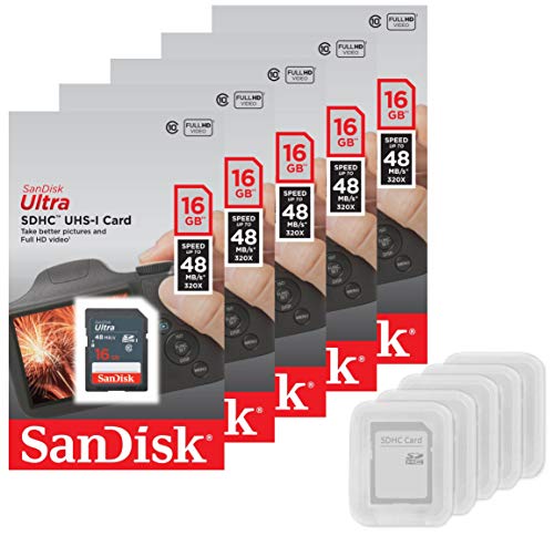 Algopix Similar Product 6 - SanDisk 5 Pack Ultra 16GB SD SDHC