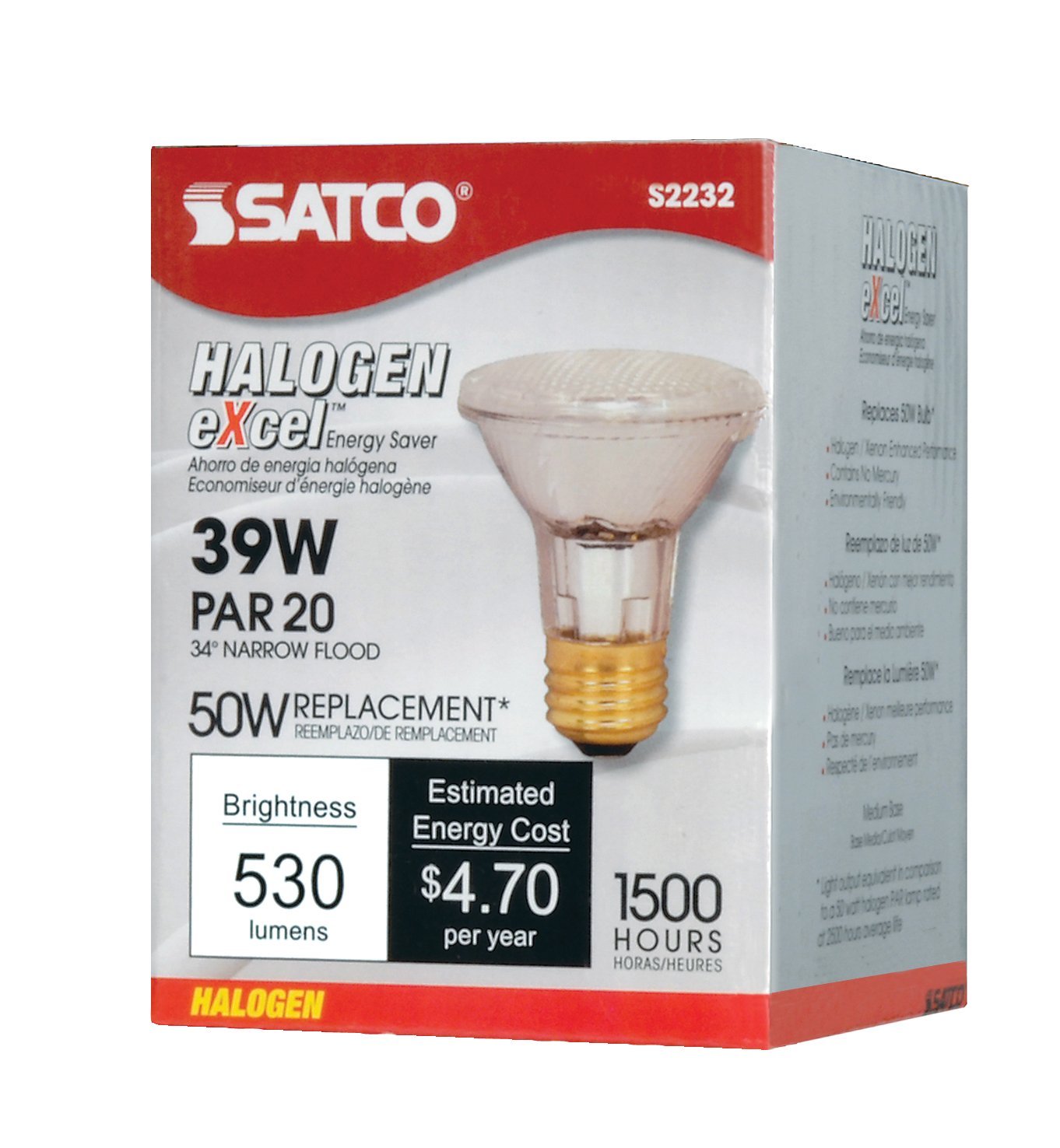 Algopix Similar Product 16 - Satco S2232 Par20 Bulb Halogan 39w