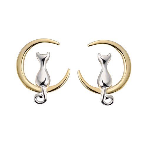 Algopix Similar Product 12 - SLeaf Sterling Silver Cat Moon