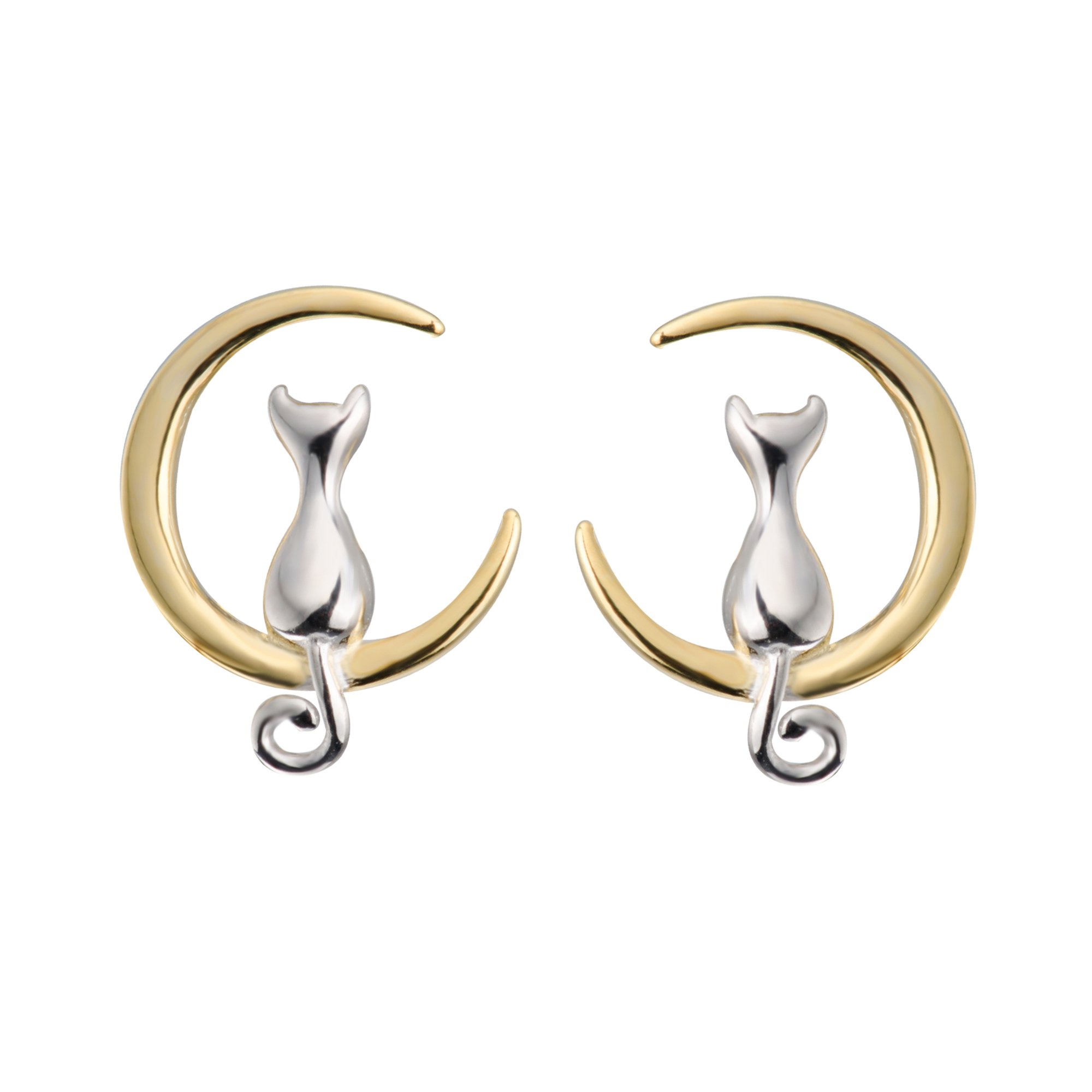 Algopix Similar Product 2 - SLeaf Sterling Silver Cat Moon