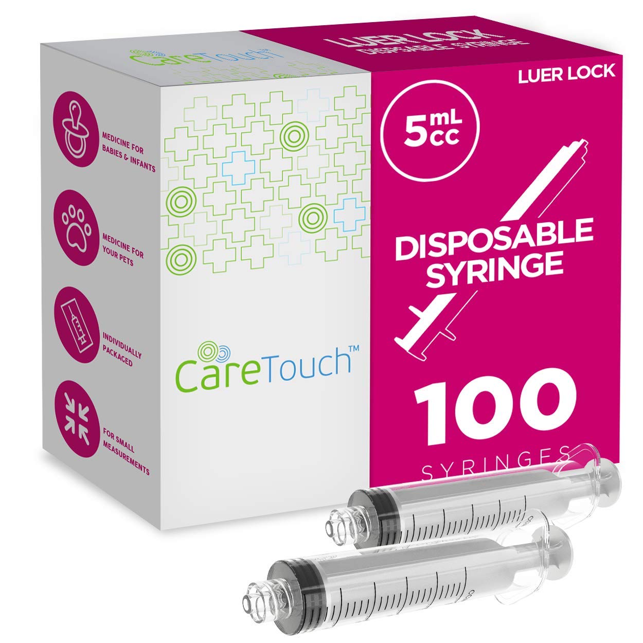 Algopix Similar Product 7 - Care Touch Luer Lock Tip Syringes 5 mL