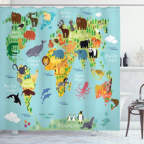 Algopix Similar Product 7 - Ambesonne Cartoon Shower Curtain