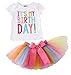 Algopix Similar Product 11 - GirlsIts My Birthday Print Shirt Tutu