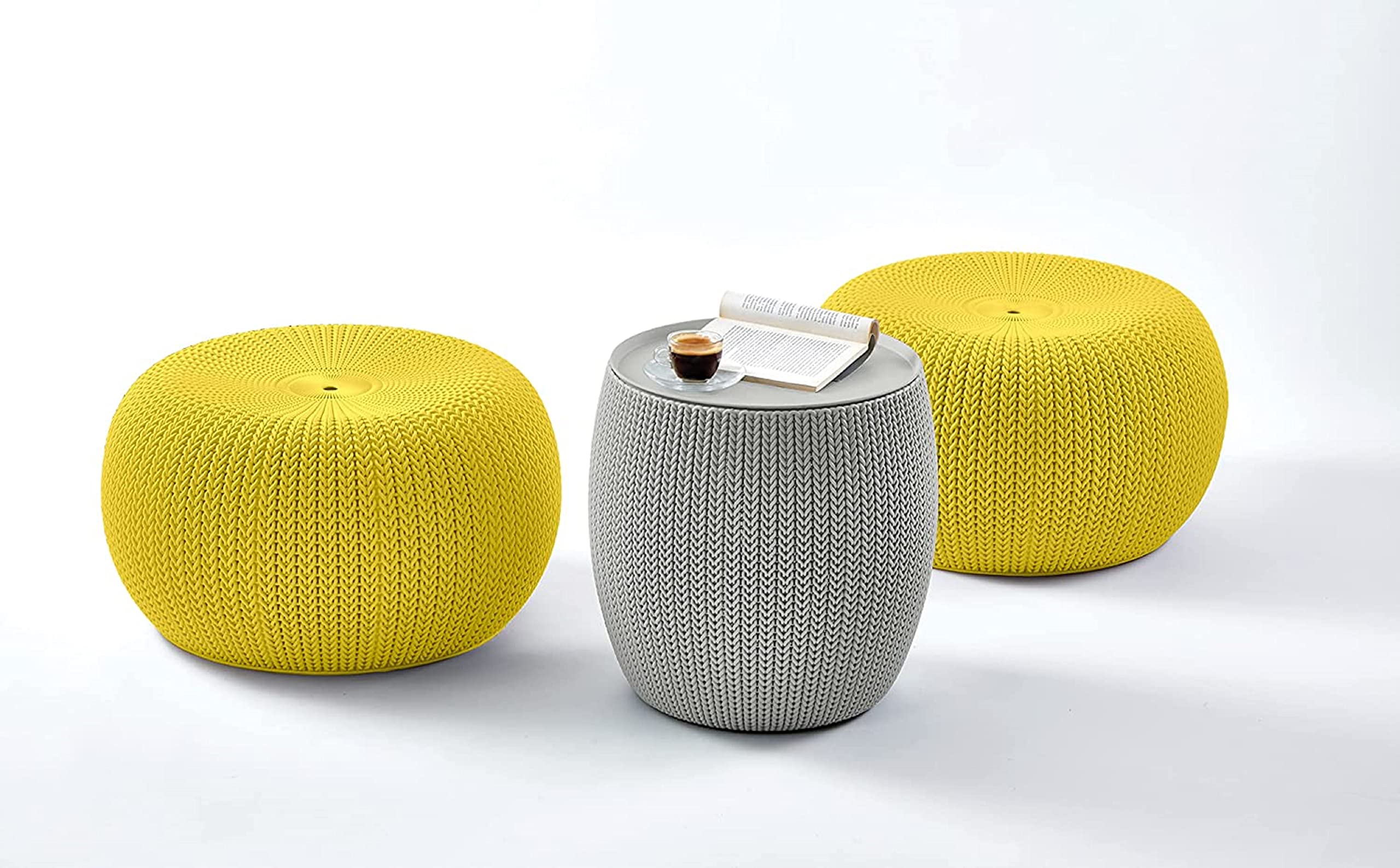 Algopix Similar Product 2 - Keter Urban Knit Pouf Ottoman Set of 2