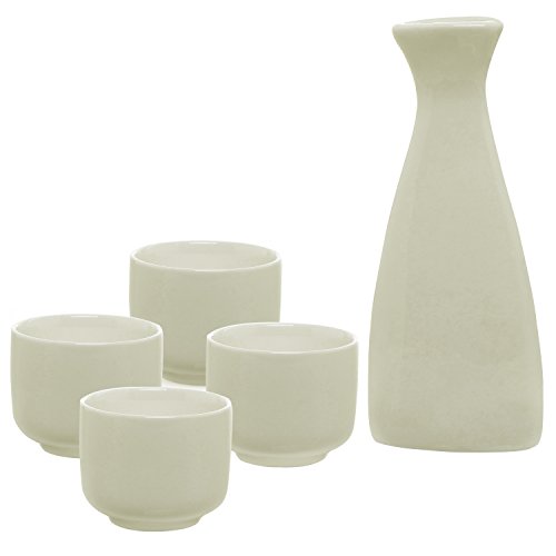 Algopix Similar Product 2 - White Ceramic Sake Serving Carafe and 4