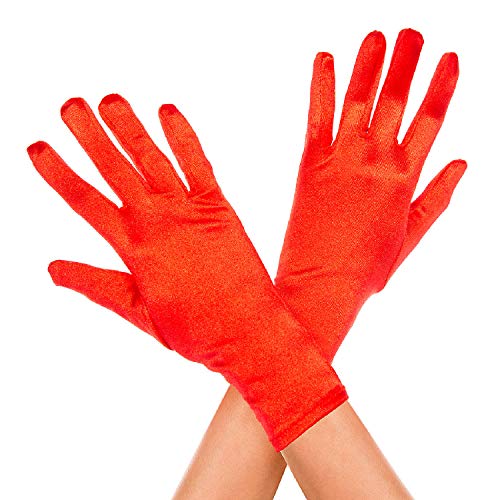 Algopix Similar Product 2 - Music Legs Wrist Length Satin Gloves Red