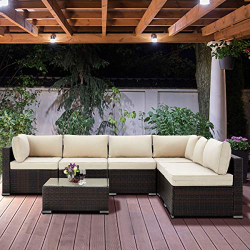 Algopix Similar Product 19 - UMAX 7 Pieces Patio PE Rattan Wicker