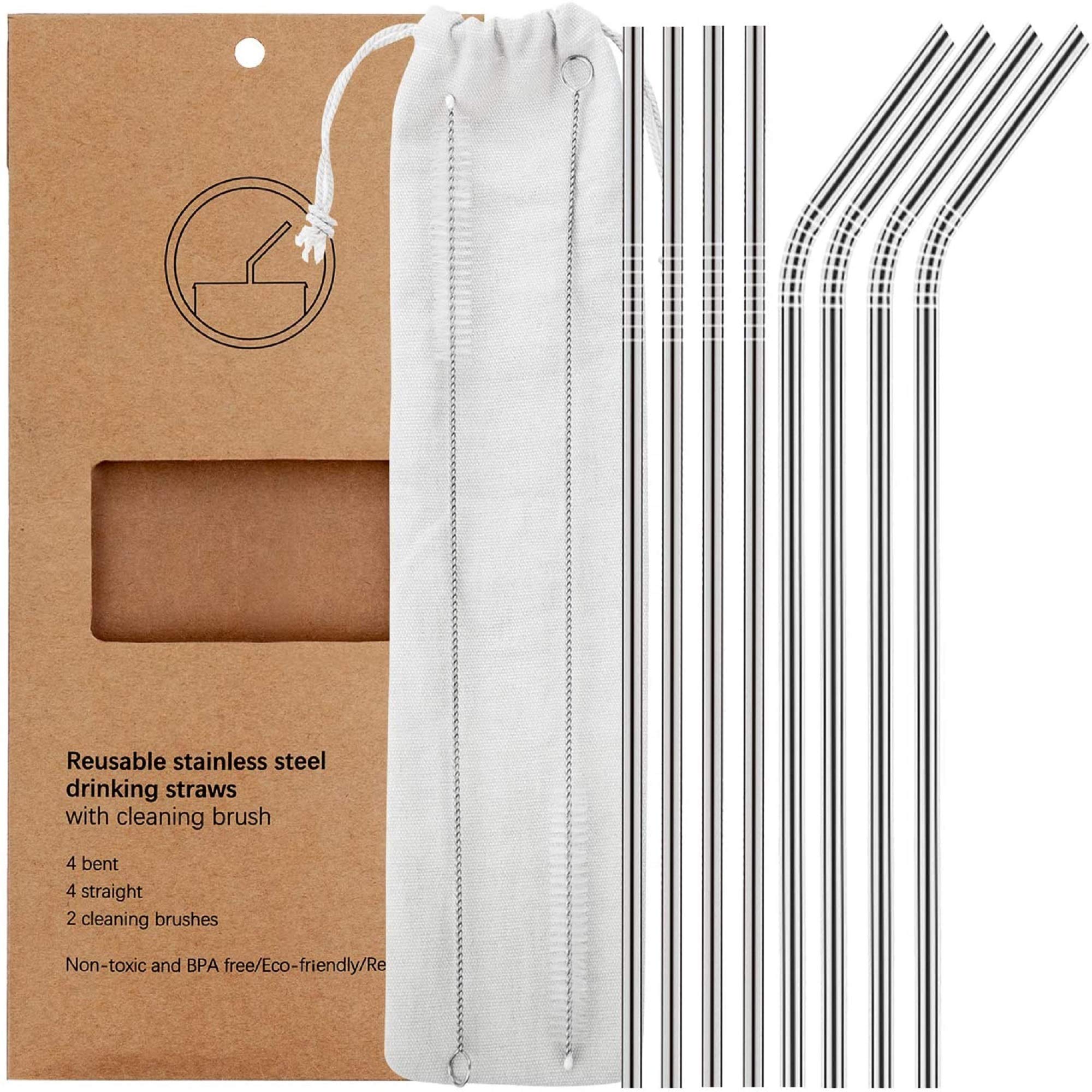Algopix Similar Product 10 - Yihong Reusable Metal Straws, Set of 8