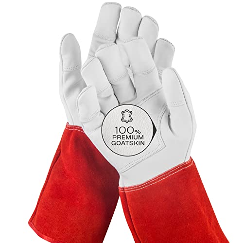 Algopix Similar Product 2 - NoCry Long Leather Gardening Gloves for