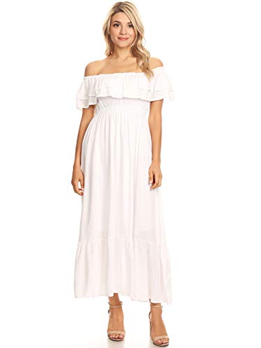 Algopix Similar Product 10 - AnnaKaci Womens Boho Peasant Ruffle