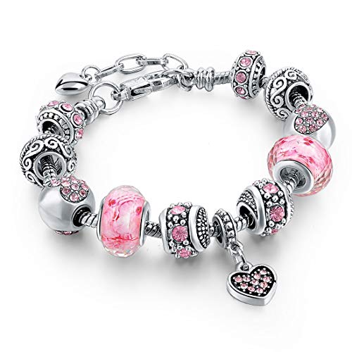 Algopix Similar Product 10 - Long Way Silver Tone Chain Pink Crystal