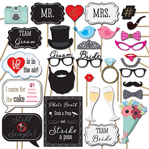 Algopix Similar Product 3 - Wedding Photo Booth Props with 8 x