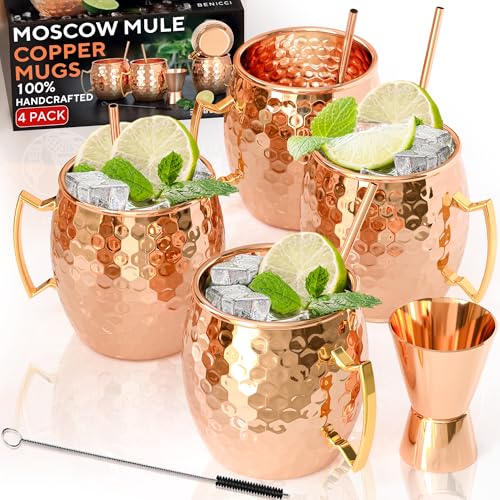 Algopix Similar Product 4 - Benicci Moscow Mule Copper Mugs  Set