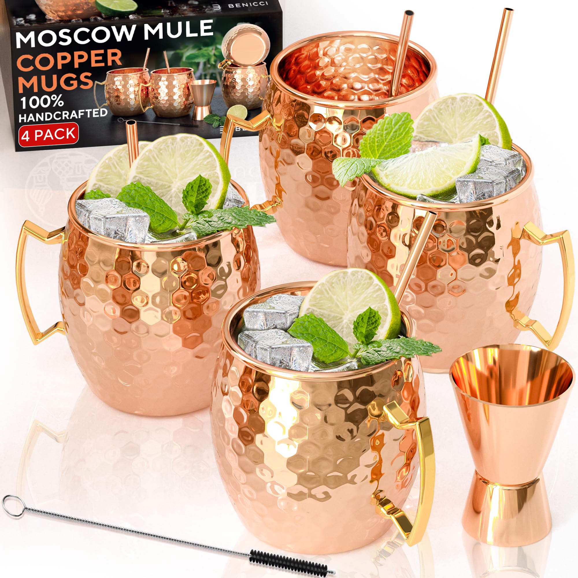 Algopix Similar Product 9 - Benicci Moscow Mule Copper Mugs Set