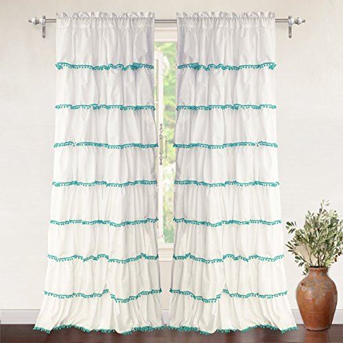 Algopix Similar Product 14 - DriftAway Pom Pom Ruffle Window Curtain