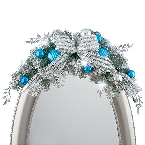 Algopix Similar Product 13 - Blue and Silver Frosted Evergreen Swag