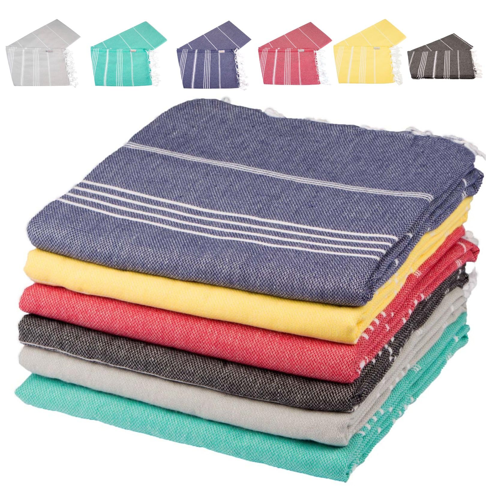 Algopix Similar Product 5 - Clotho 6 Pack Turkish Beach Towel Set