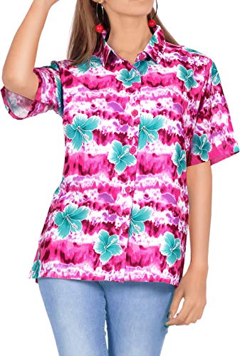 Algopix Similar Product 14 - LA LEELA Womens Swim Hawaiian Shirt