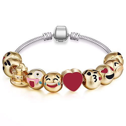 Algopix Similar Product 13 - Emoticon Charms Bracelet  18K Gold
