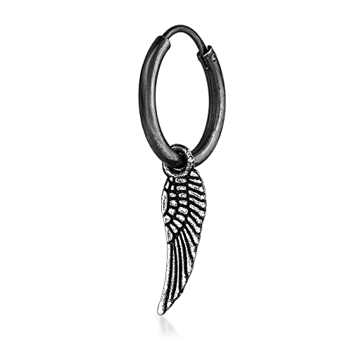 Algopix Similar Product 16 - Angel Wing Single Earring  Mens Black