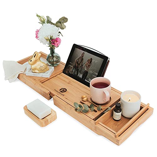 Algopix Similar Product 6 - Bamboo Bathtub Caddy Tray for Tub