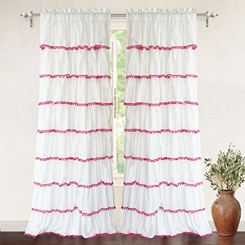 Algopix Similar Product 7 - DriftAway Pom Pom Ruffle Window Curtain