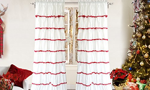 Algopix Similar Product 6 - DriftAway Pom Pom Ruffle Window Curtain