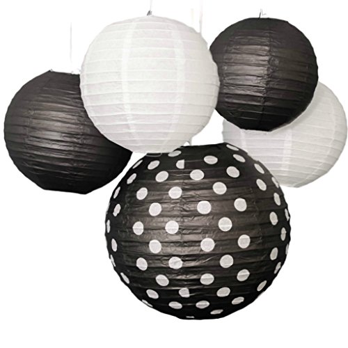 Algopix Similar Product 2 - Bobee Black and White Paper Lanterns