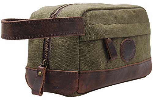 Algopix Similar Product 16 - Vintage Leather Canvas Travel Toiletry
