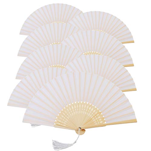Algopix Similar Product 6 - Metable 8pcs Folding Fan White Silk