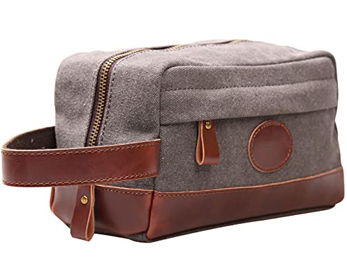 Algopix Similar Product 13 - Vintage Leather Canvas Travel Toiletry