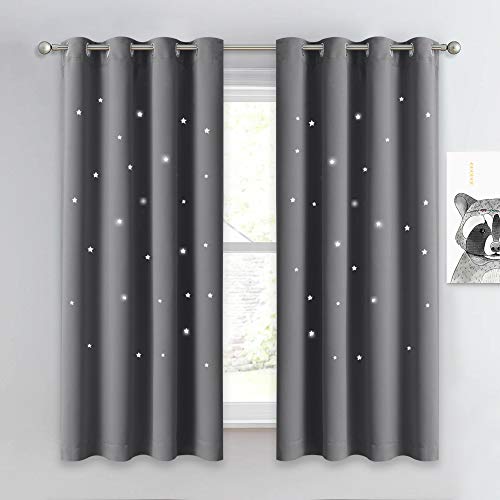 Algopix Similar Product 4 - NICETOWN Hollow Star Blackout Curtain 