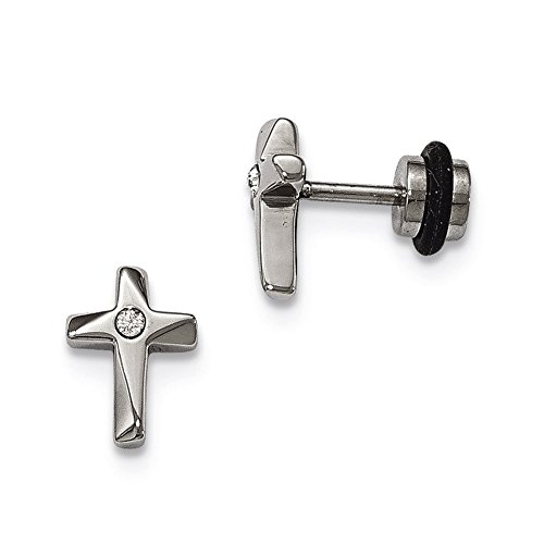 Algopix Similar Product 14 - Stainless Steel Polished CZ Cross Post
