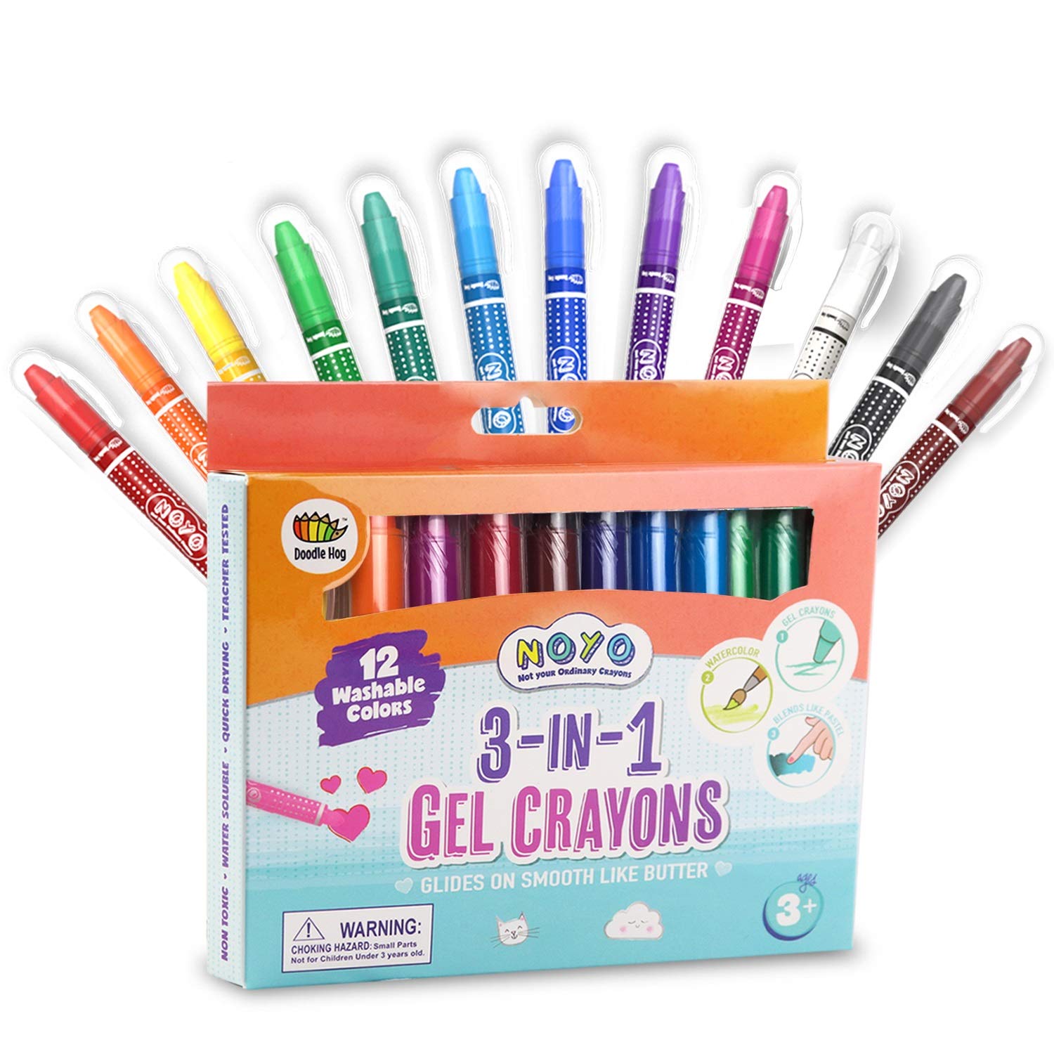 Algopix Similar Product 2 - DOODLE HOG Washable Crayons 12 Colors