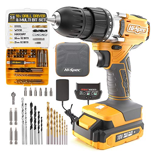 Algopix Similar Product 1 - HiSpec 58pc Yellow 18V Cordless Power
