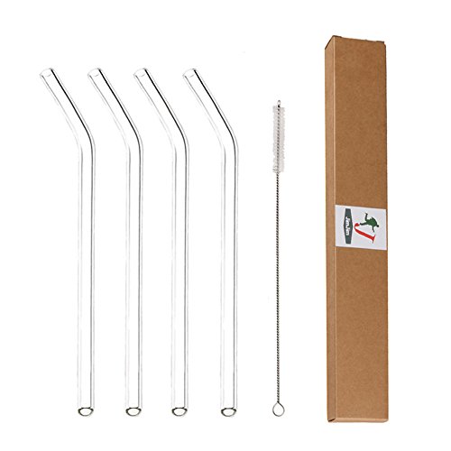 Algopix Similar Product 1 - Glass Straws Clear Bent 9 inches x 10