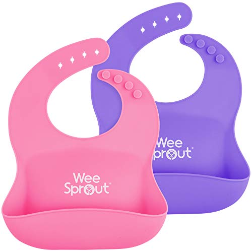 Algopix Similar Product 11 - WeeSprout Waterproof Silicone Baby Bibs