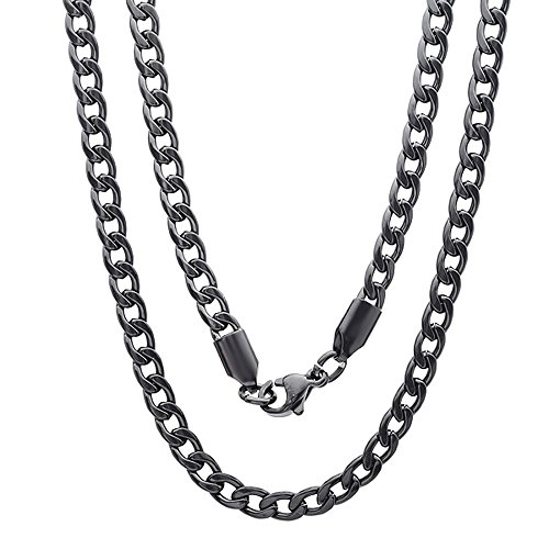 Algopix Similar Product 10 - IP Curb Chain Necklace, Black, 24"