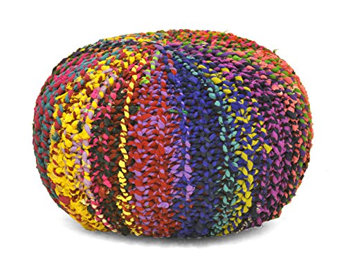 Algopix Similar Product 12 - Urban Shop Rainbow Braided Weave Pouf